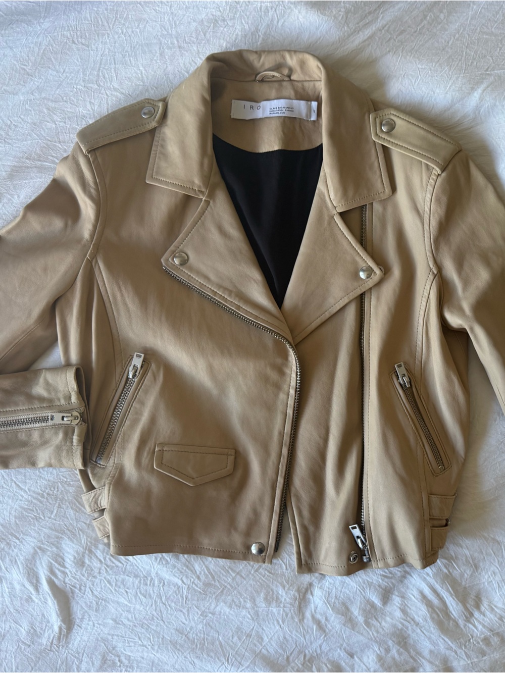 IRO Beige Leather Biker Jacket